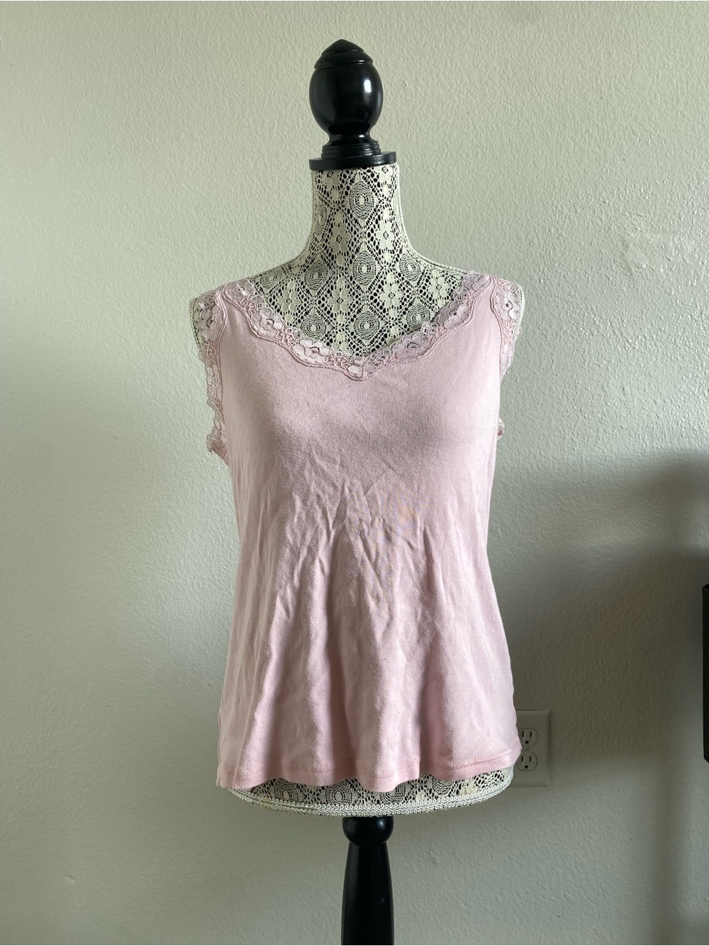 Karen Scott Blush Pink Lace-Trim Camisole